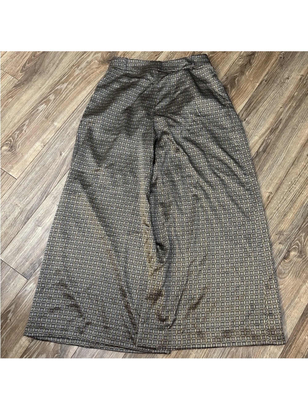 BANANA REPUBLIC Size 8 100% Silk Geometric Wide Leg Palazzo Pants Luxury - Picture 14 of 17